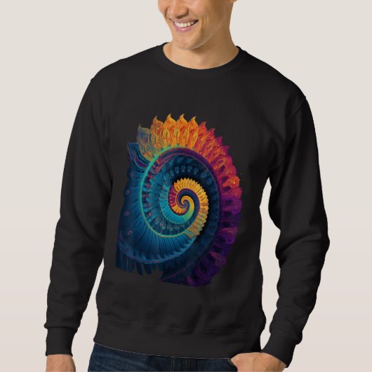 Colorful Fibonacci Spiral Psychedelic Colors Abstr スウェットシャツ (正面)