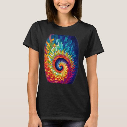 Colorful Fibonacci Spiral Psychedelic Colors Abstr Tシャツ (正面)