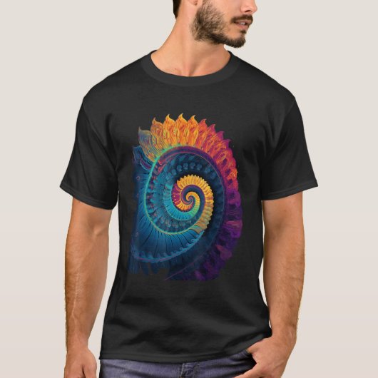 Colorful Fibonacci Spiral Psychedelic Colors Abstr Tシャツ (正面)