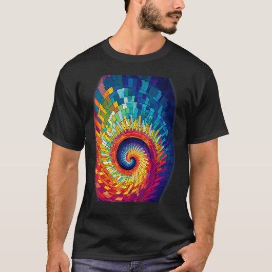 Colorful Fibonacci Spiral Psychedelic Colors Abstr Tシャツ (正面)