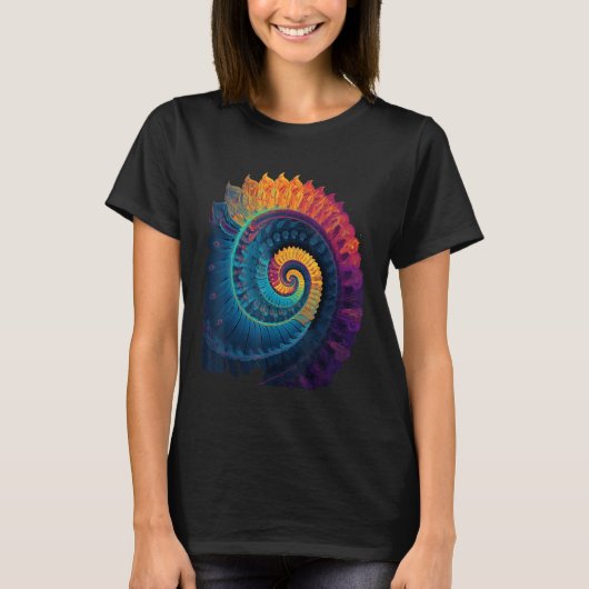 Colorful Fibonacci Spiral Psychedelic Colors Abstr Tシャツ (正面)