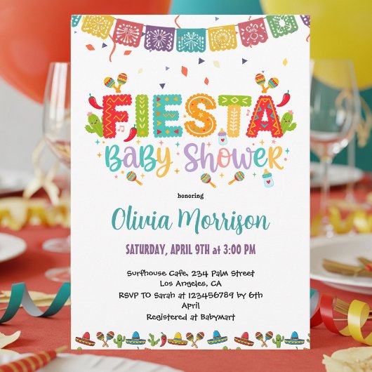 Colorful Fiesta Baby Shower 招待状
