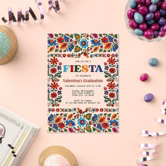 Colorful Fiesta Floral Folk Art Graduation Party アクリル招待状 (インサイチュ (お祝い))