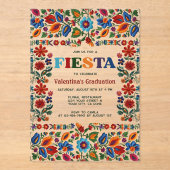 Colorful Fiesta Floral Folk Art Graduation Party アクリル招待状 (正面)