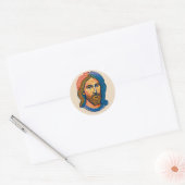 Colorful Fingerprint Portrait of Jesus Sticker ラウンドシール (封筒)
