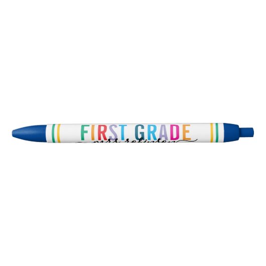 Colorful First Grade Teacher Pen with Custom Name 黒ボールペン (正面)