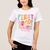 Colorful First Grade Teacher Text Design トライブレンドＴシャツ (正面)