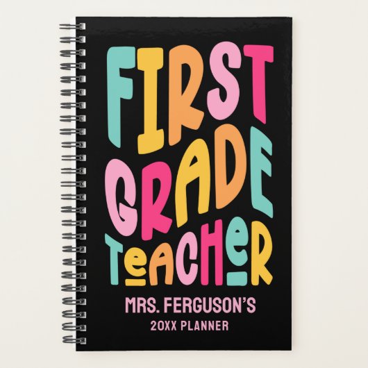 Colorful First Grade Teacher Text Design プランナー手帳 (正面)