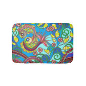 Colorful Fish & Floral Art Bath Mat  バスマット (正面)