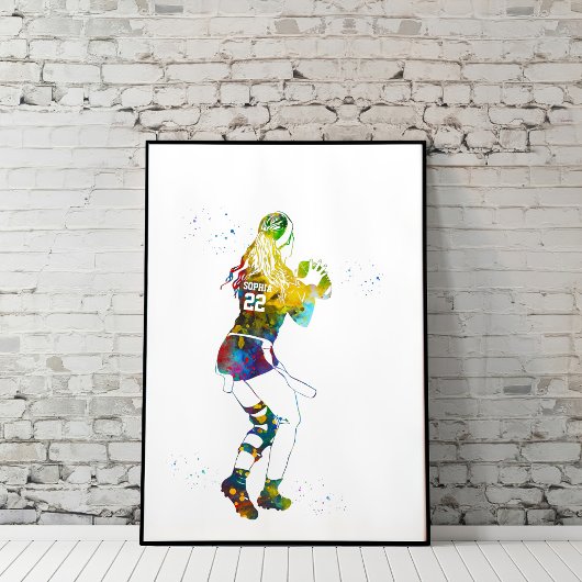 Colorful Flag Football Girl ポスター