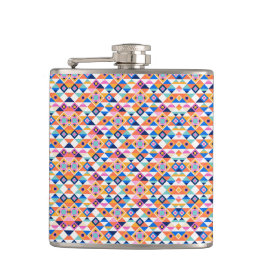 Colorful flask with geometric pattern in blues フラスク