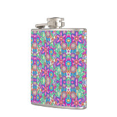 Colorful flask with vibrant geometric and floral  フラスク (左)