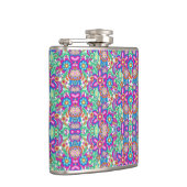 Colorful flask with vibrant geometric and floral  フラスク (右)