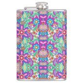Colorful flask with vibrant, symmetrical floral フラスク (正面)