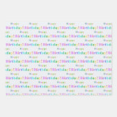 Colorful Flirty Hearts and Happy Birthday ラッピングペーパーシート (正面3)