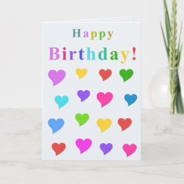 Colorful Flirty Hearts and Happy Birthday Card カード