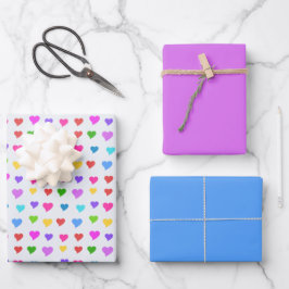 Colorful Flirty Hearts, Orchid and Periwinkle Blue ラッピングペーパーシート