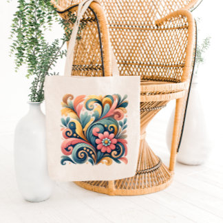 Colorful Floral Art Tote Bag トートバッグ