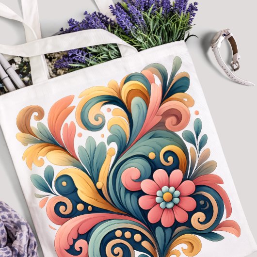 Colorful Floral Art Tote Bag トートバッグ