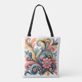 Colorful Floral Art Tote Bag トートバッグ (裏面)