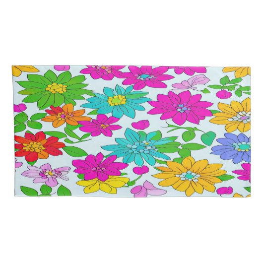 Colorful Floral Bedding Set 枕カバー (裏面-右)