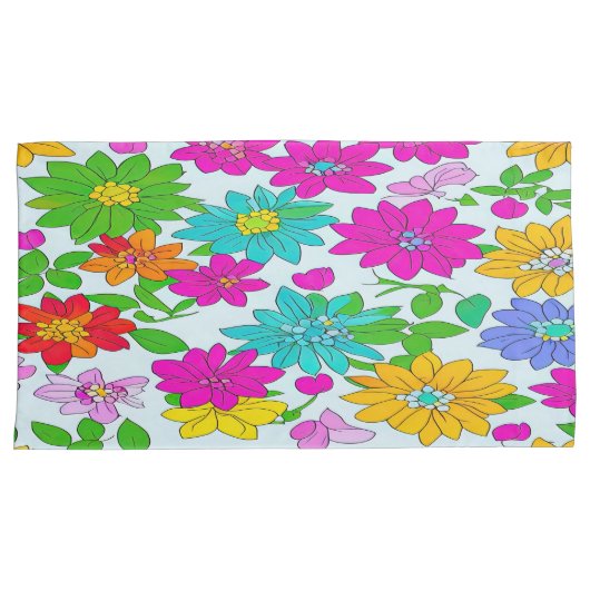 Colorful Floral Bedding Set 枕カバー (正面右)