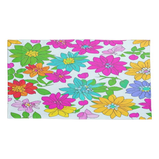 Colorful Floral Bedding Set 枕カバー (裏面-左)