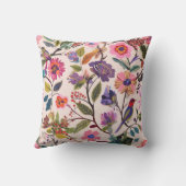 Colorful Floral & Bird Pattern Pillow Nature base クッション (裏面)