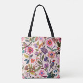 Colorful Floral & Bird Pattern Tote Bag |Artistic  トートバッグ (裏面)