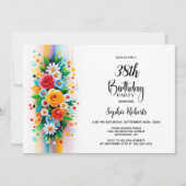 Colorful Floral Birthday Party 招待状 (正面)