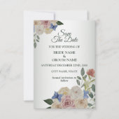 Colorful Floral Blue Butterfly Green Wedding セーブザデート (正面)