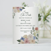 Colorful Floral Blue Butterfly Green Wedding セーブザデート (スタンド正面)