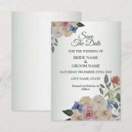 Colorful Floral Blue Butterfly Green Wedding セーブザデート