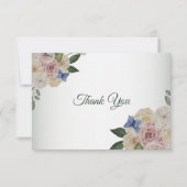 Colorful Floral Blue Butterfly Green Wedding Party サンキューカード (正面)