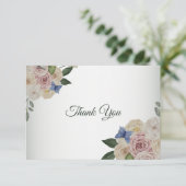 Colorful Floral Blue Butterfly Green Wedding Party サンキューカード (スタンド正面)