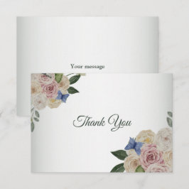 Colorful Floral Blue Butterfly Green Wedding Party サンキューカード