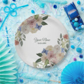 Colorful Floral Blue Butterfly Green Wedding Party ペーパープレート (パーティー)