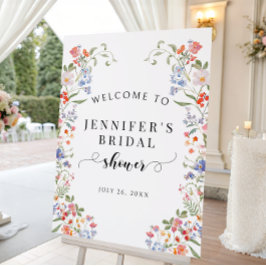 Colorful Floral Boho Bridal Shower Welcome Sign ポスター