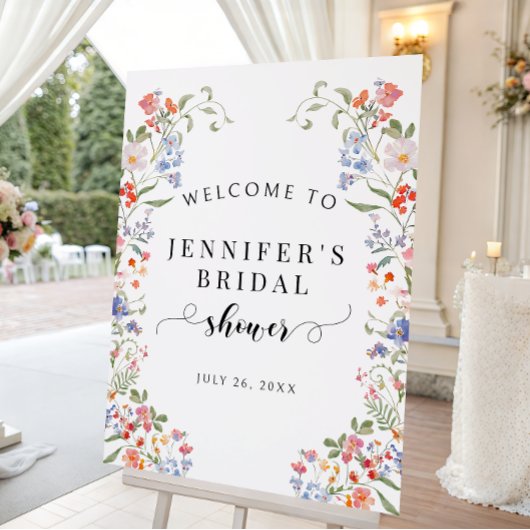 Colorful Floral Boho Bridal Shower Welcome Sign ポスター