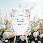 Colorful Floral Boho Bridal Shower Welcome Sign ポスター