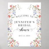 Colorful Floral Boho Bridal Shower Welcome Sign ポスター (正面)