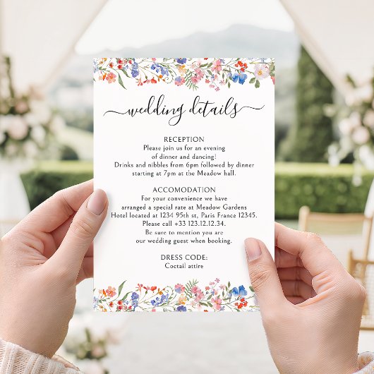 Colorful Floral Boho Chic Wedding Details Cards エンクロージャーカード