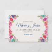 Colorful Floral Botanical Fiesta Spanish Wedding セーブザデート (正面)