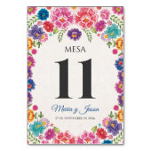 Colorful Floral Botanical Fiesta Spanish Wedding テーブルナンバー (正面)