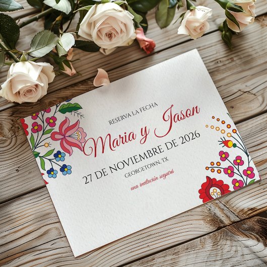 Colorful Floral Botanical Modern Spanish Wedding セーブザデート