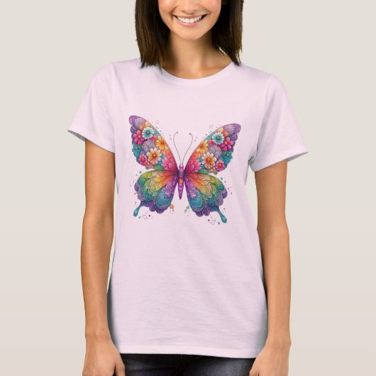 Colorful Floral Butterfly Art – Vibrant Nature art Tシャツ (正面)