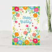 Colorful Floral Cheerful Garden Happy Birthday  カード (正面)