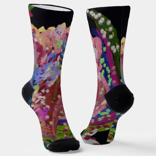 Colorful Floral Crew Socks ソックス (傾斜あり)