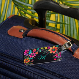 Colorful Floral Custom Monogram  Luggage Tag ラゲッジタグ