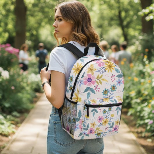 Colorful floral design backpack プリントバックパック